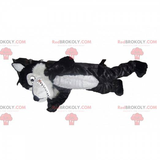 Mascotte lupo nero e grigio. Costume da lupo - Redbrokoly.com