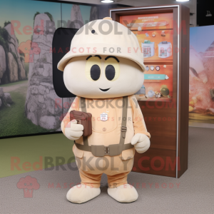 Beige aprikos maskot kostym...