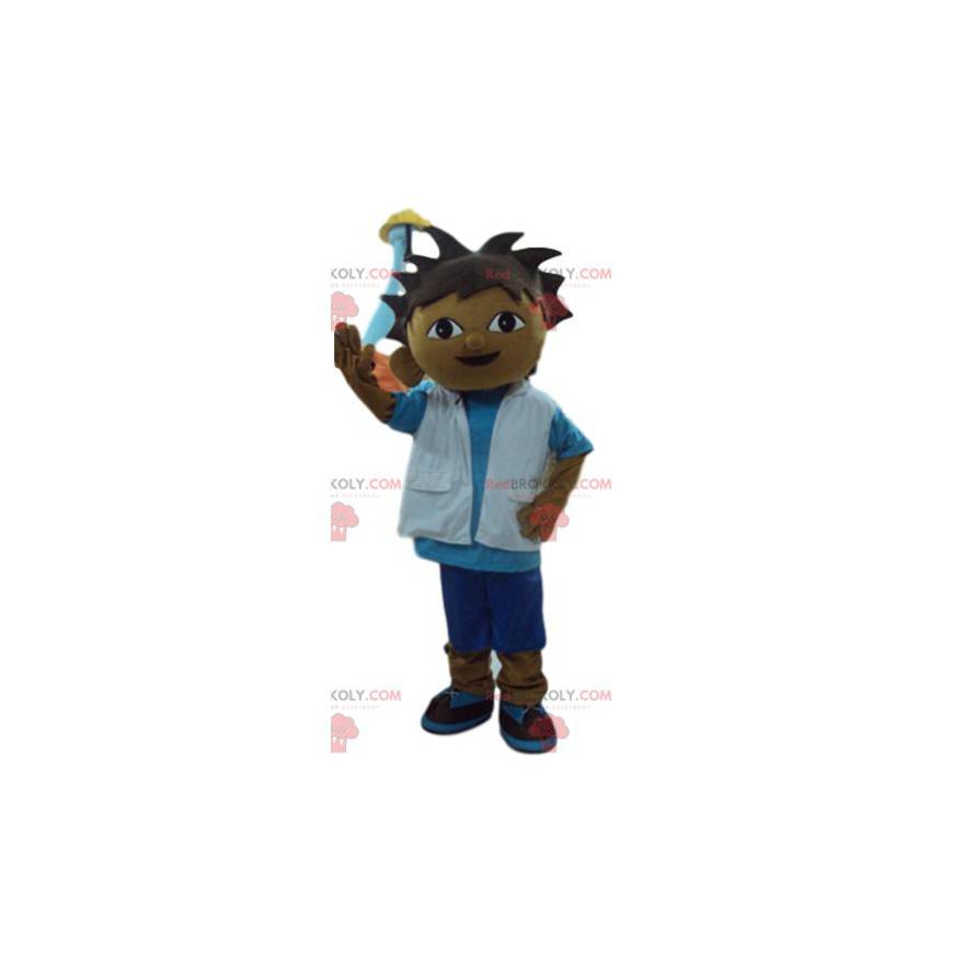 Lille opdagelsesmand dreng maskot. Lille dreng kostume - Lille opdagelsesmand dreng maskot. Lille dreng kostume -