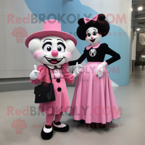 Pink Mime maskot kostume...