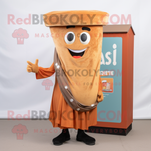 Rust Falafel mascot costume character dressed with a Midi Dress and Pocket squares