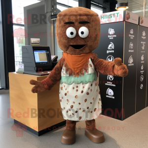 Rust Falafel mascot costume character dressed with a Midi Dress and Pocket squares