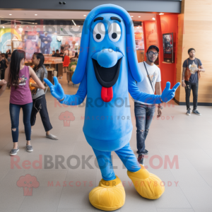 Blue Hot Dog mascotte...