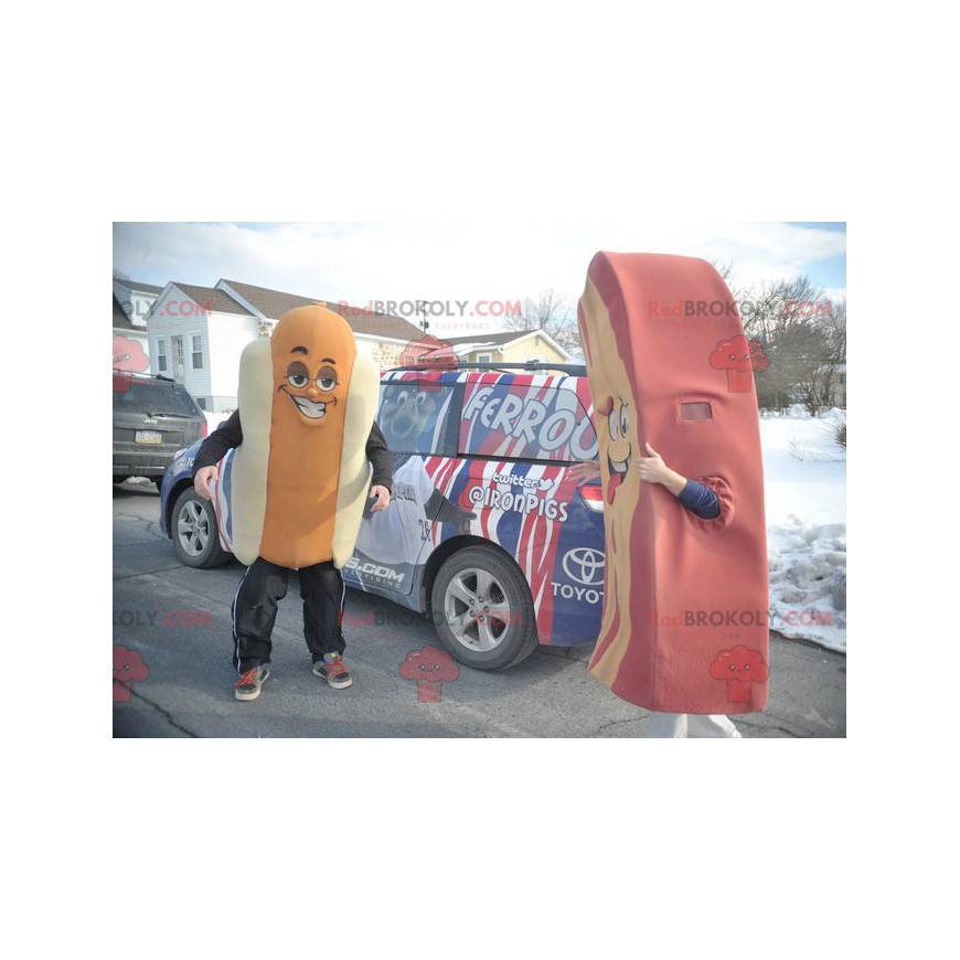 Kæmpe hvid og orange hotdog maskot - Redbrokoly.com