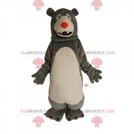 Mascotte orso grigio e bianco con muso rosso - Redbrokoly.com