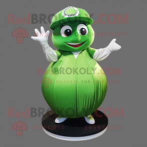 Green Baseball Ball mascot costume character dressed with a A-Line Skirt and Rings