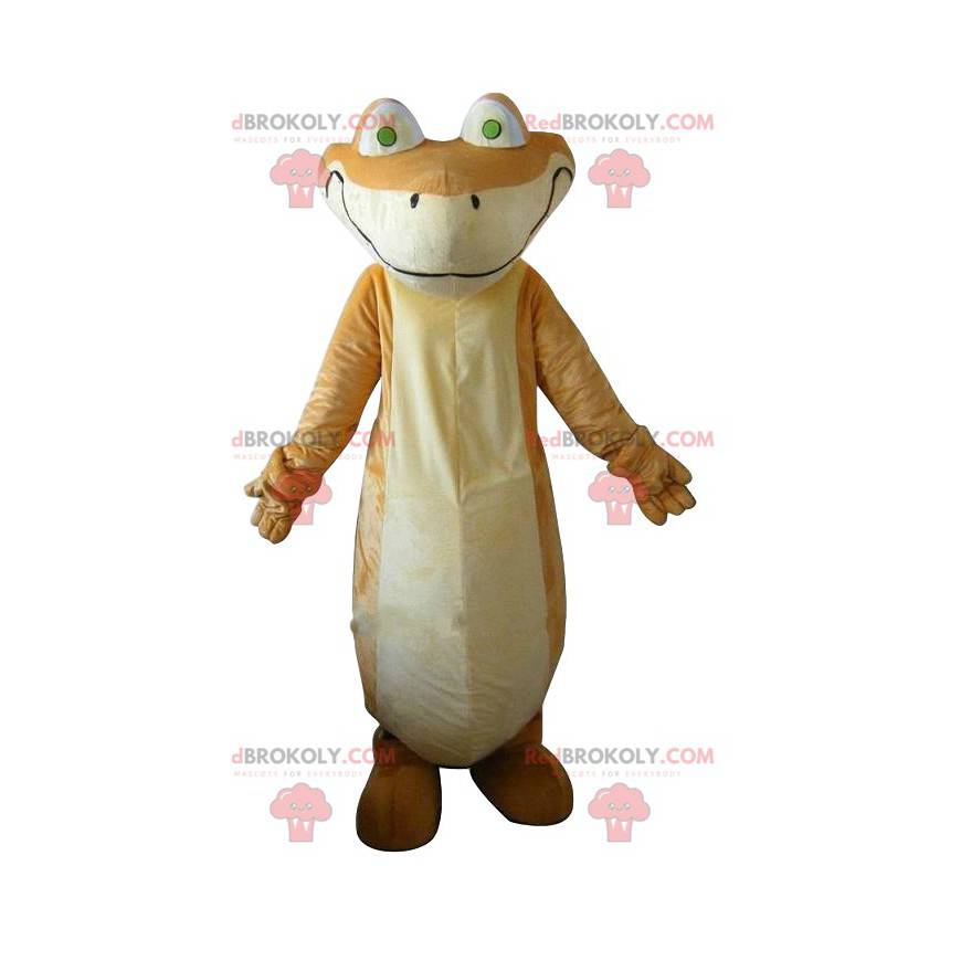 Mascot beige en witte hagedis. Hagedis kostuum - Redbrokoly.com