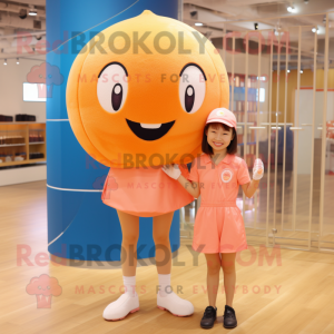 Peach Volleyball Ball mascot costume character dressed with a Romper and Cummerbunds
