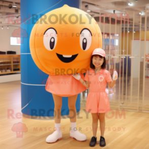 Peach Volleyball Ball mascot costume character dressed with a Romper and Cummerbunds