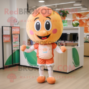 Peach Volleyball Ball mascot costume character dressed with a Romper and Cummerbunds
