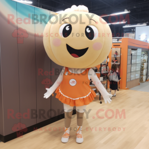 Peach Volleyball Ball mascot costume character dressed with a Romper and Cummerbunds