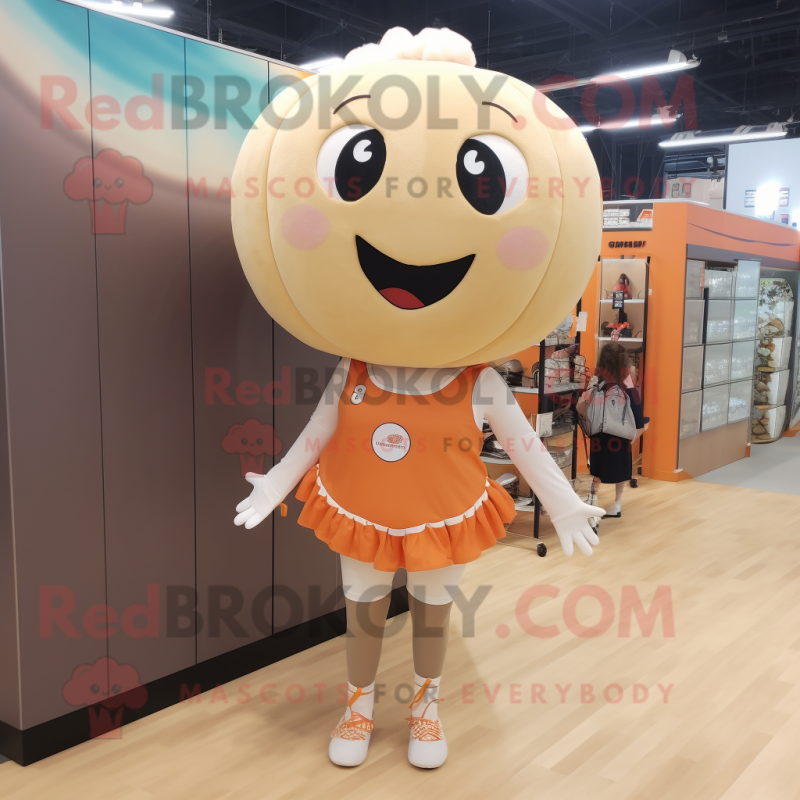 Peach Volleyball Ball mascot costume character dressed with a Romper and Cummerbunds Peach Volleyball Ball mascot costume character dressed with a Romper and Cummerbunds