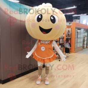 Peach Volleyball Ball mascot costume character dressed with a Romper and Cummerbunds
