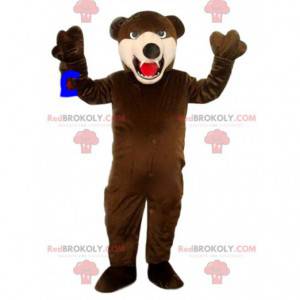 Mascotte orso bruno ruggente. Costume da orso bruno -