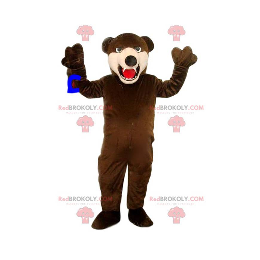 Mascotte d'ours brun rugissant. Costume d'ours brun -