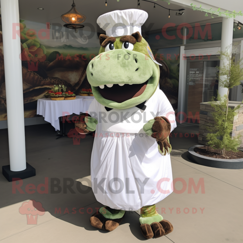Olive Bbq Ribs mascot costume character dressed with a Wedding Dress and Bow ties Olive Bbq Ribs mascot costume character dressed with a Wedding Dress and Bow ties