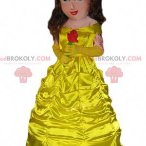 Mascot Princesee con un bellissimo vestito giallo. -