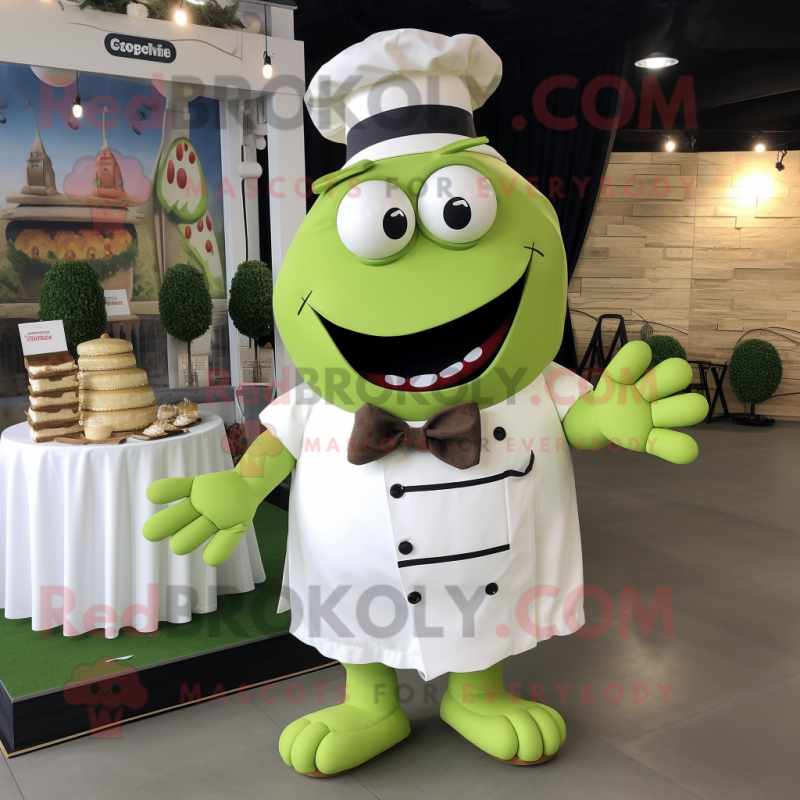 Olive Bbq Ribs mascot costume character dressed with a Wedding Dress and Bow ties Olive Bbq Ribs mascot costume character dressed with a Wedding Dress and Bow ties