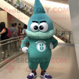 Teal Onion mascot costume character dressed with a Henley Tee and Reading glasses