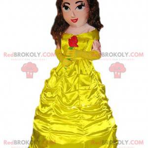 Mascot Princesee con un bellissimo vestito giallo. -
