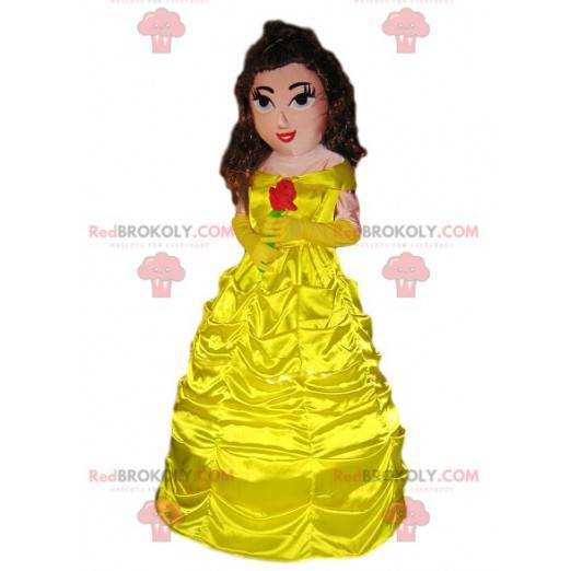 Mascot Princesee con un bellissimo vestito giallo. -