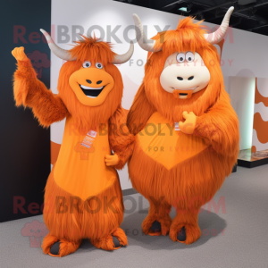 Orange Yak maskot kostym...