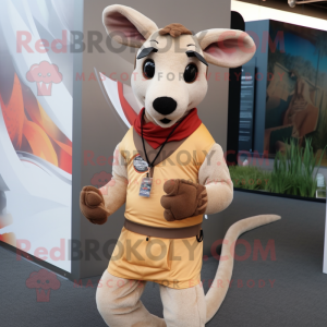 Tan Kangaroo maskot kostym...