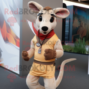 Tan Kangaroo mascot costume character dressed with a Leggings and Bracelets