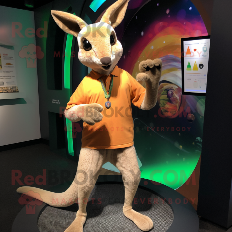 Tan Kangaroo mascot costume character dressed with a Leggings and Bracelets