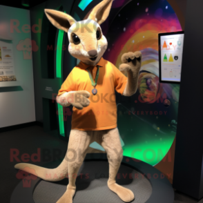 Tan Kangaroo mascot costume character dressed with a Leggings and Bracelets