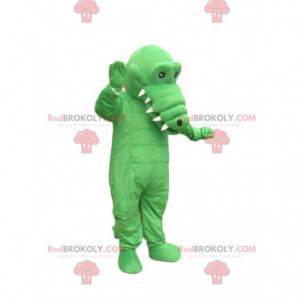 Mascotte de crocodile vert. Costume de crcocodile -