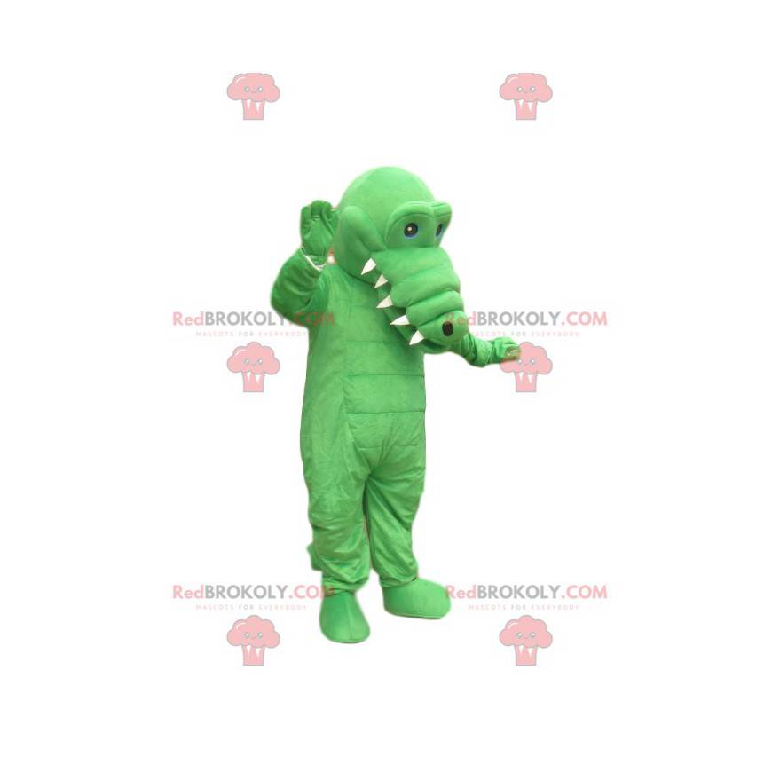 Mascotte de crocodile vert. Costume de crcocodile -