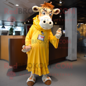 Geel Guernsey Cow mascotte...