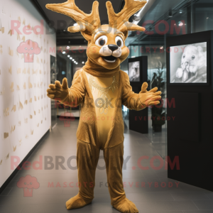 Gold Reindeer mascot costume character dressed with a Cover-up and Anklets