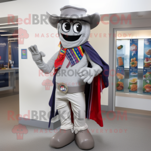 Silver Fajitas mascot costume character dressed with a Oxford Shirt and Scarves