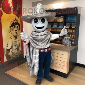 Silver Fajitas mascot costume character dressed with a Oxford Shirt and Scarves