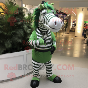 Forest Green Quagga mascot costume character dressed with a Capri Pants and Bracelet watches