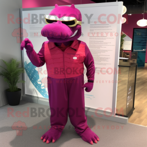 Magenta krokodil mascotte...