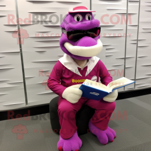 Magenta krokodil maskot...