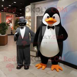 Gray Mango mascot costume character dressed with a Tuxedo and Watches