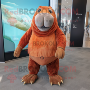 Rust Walrus mascot costume character dressed with a Shorts and Anklets