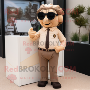 Tan Attorney mascot costume character dressed with a Oxford Shirt and Sunglasses