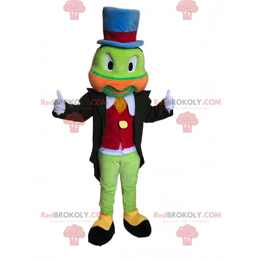 Mascotte locusta verde con un costume colorato. - Redbrokoly.com