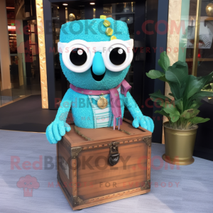 Cyan Treasure Chest maskot...