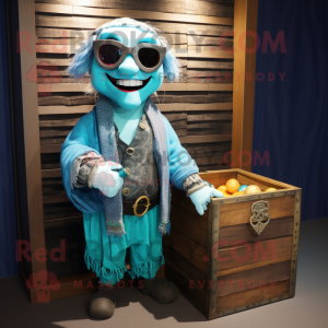 Cyan Treasure Chest maskot...