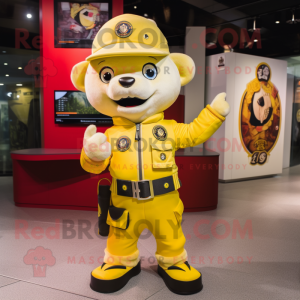 Geel brandweerman mascotte...