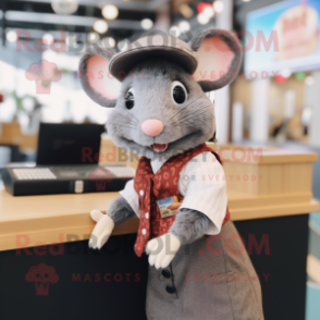 nan Rat mascot costume character dressed with a Pencil Skirt and Caps