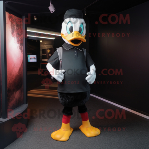 Black Duck mascot costume character dressed with a Jeggings and Headbands