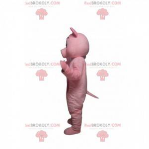 Mascota de cerdo rosa, con un bonito hocico blanco. -