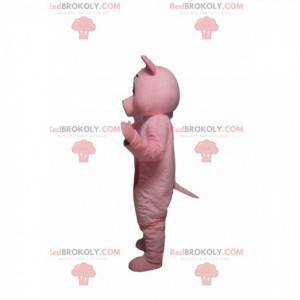 Mascotte de cochon rose, avec un joli groin blanc -